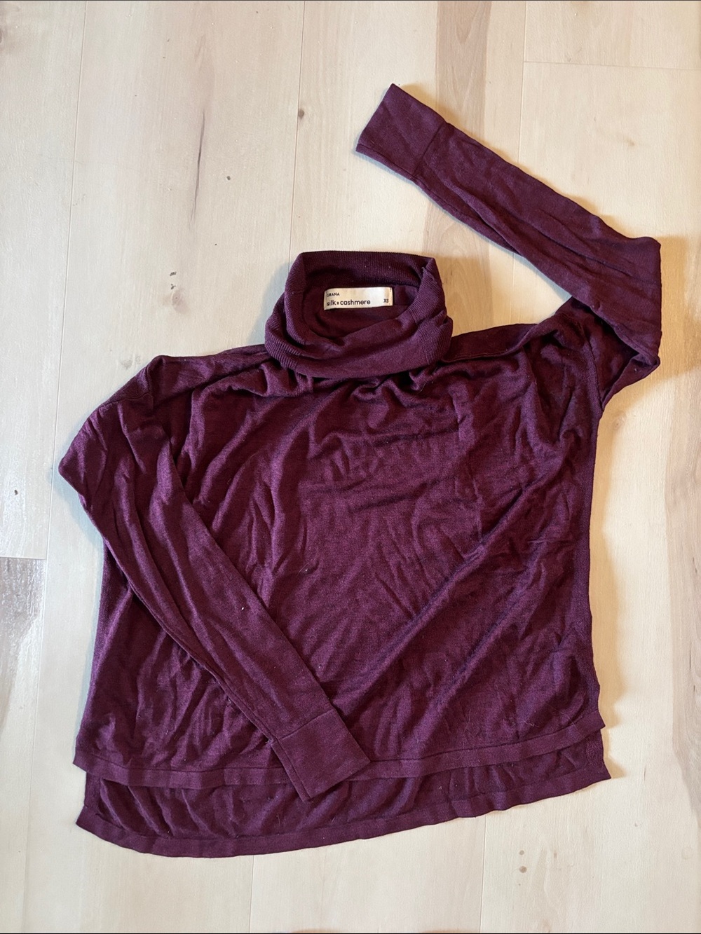 Grana Burgundy Long-Sleeve Turtleneck Top